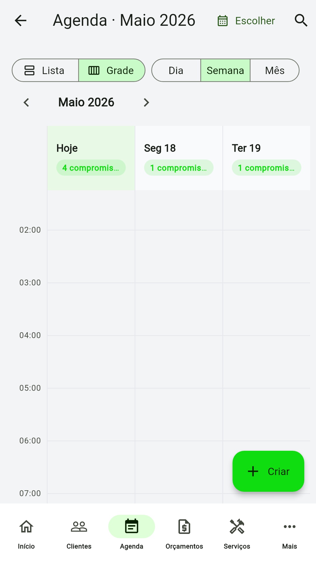 Tela do app: O app vai me lembrar dos meus compromissos?